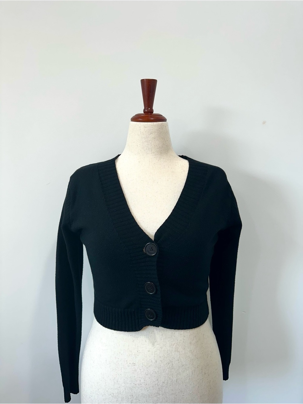 Boutique Black Button Cropped Sweater